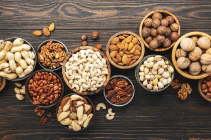 Nuts in assortment, Walnuts, pecans, almonds and other. Healthy food snack mix
